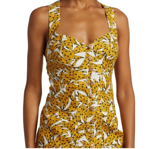 Farm Rio Spotted Bananas Cross-Back Mini Dress, Size XS, Cross-back Strap Cotton - Picture 2 of 10